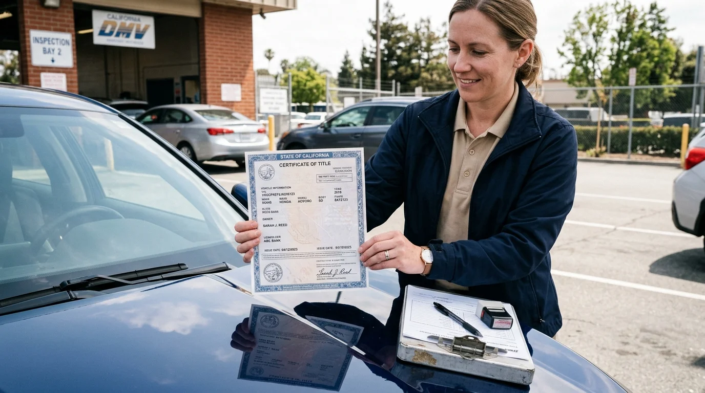 DMV certificate of title documents showing clean, salvage, and rebuilt title brandings