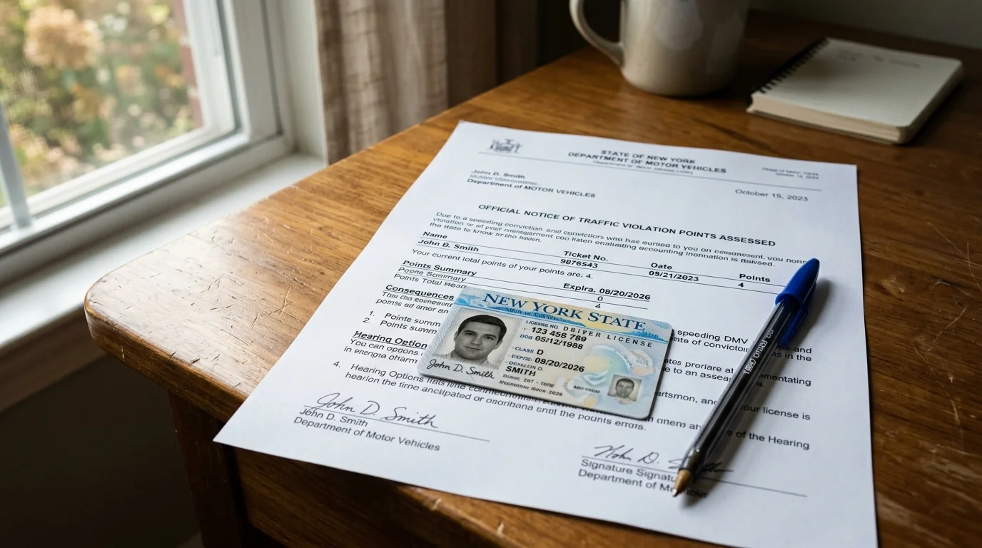 Driver license card showing expiration date with DMV renewal application forms