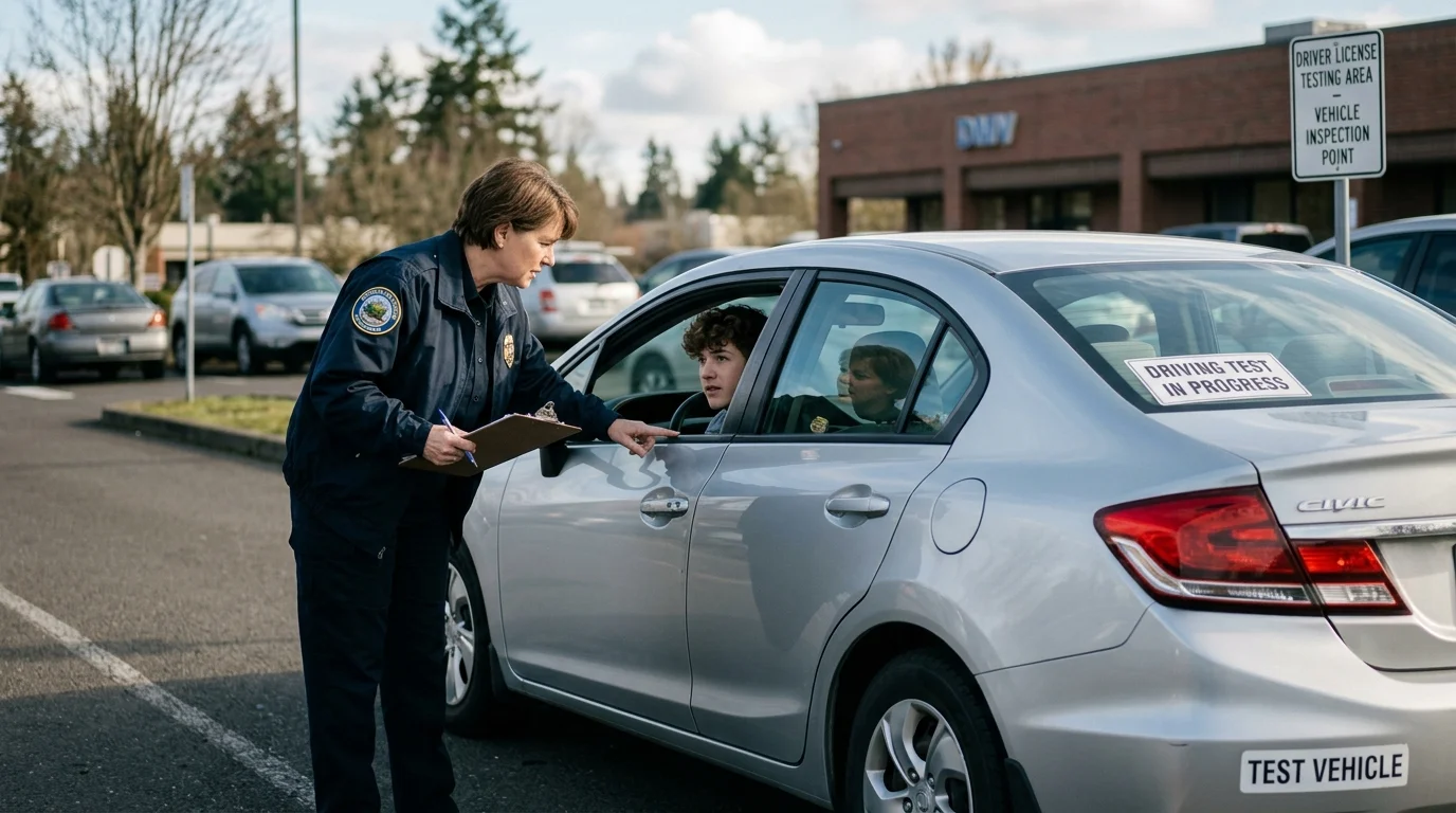 Young adult driver signing rental car paperwork at an airport car rental counter