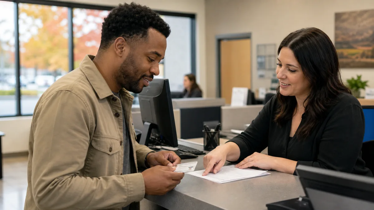 Driver renewing Ohio driver's license online via Ohio BMV