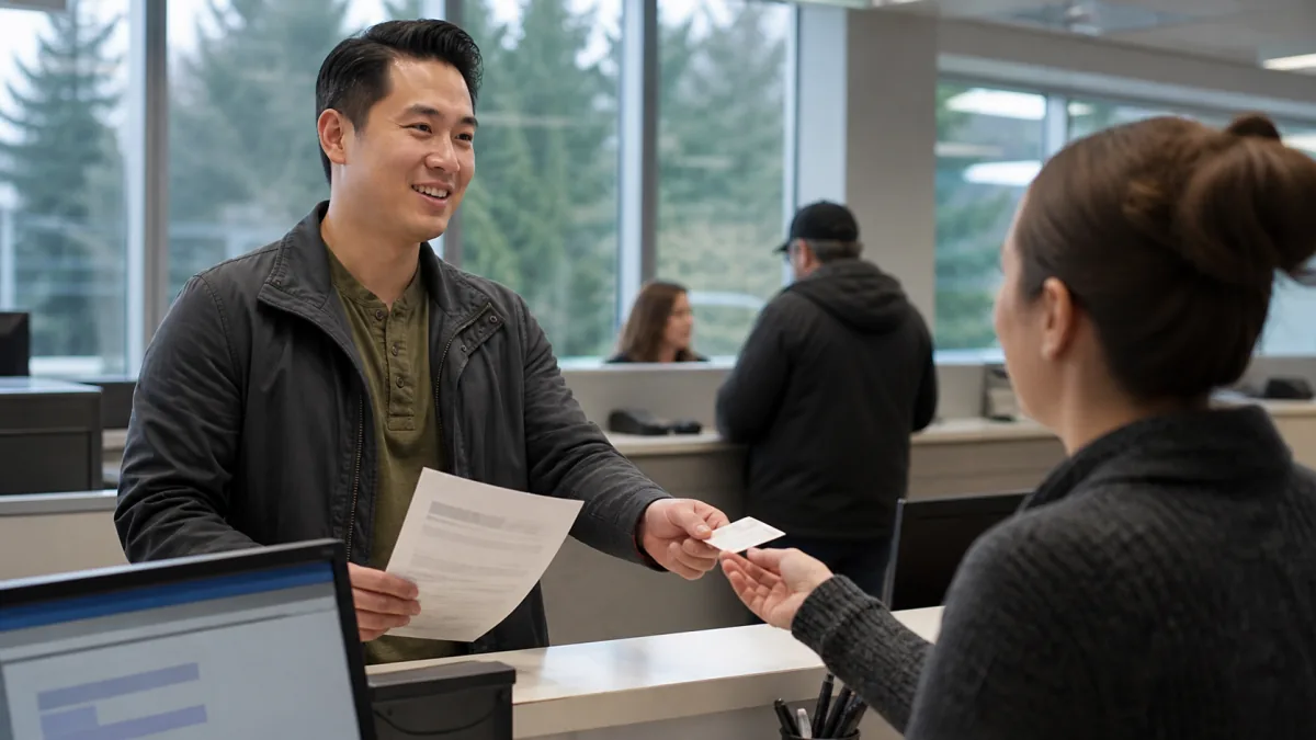 Driver renewing Washington driver's license online via License eXpress