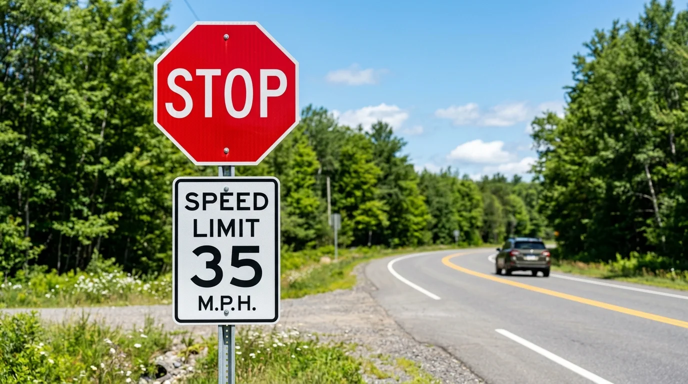 Collection of official regulatory traffic signs including Stop, Yield, Do Not Enter, One Way, and Speed Limit