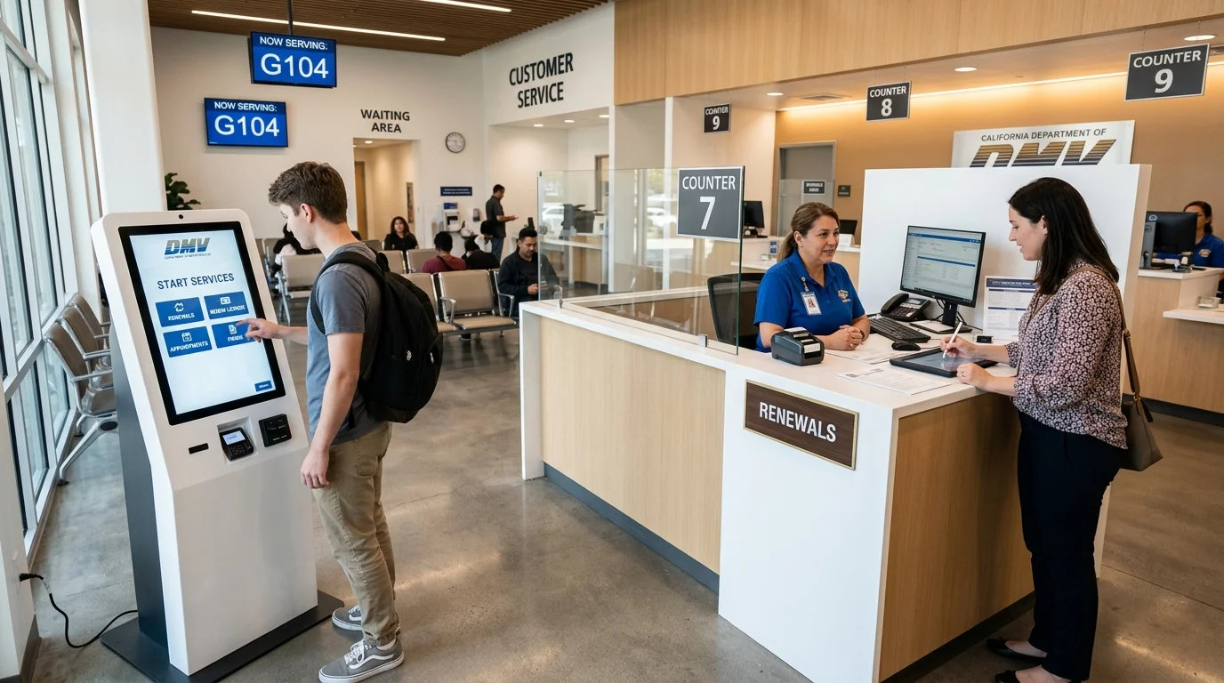 Driver renewing their official state driver's license online via a secure DMV portal
