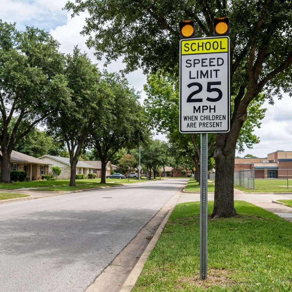 School zone speed limit sign 25 MPH
