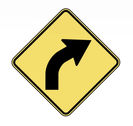 California Right Curve Warning Sign