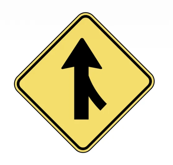 California Merging Traffic Warning Sign