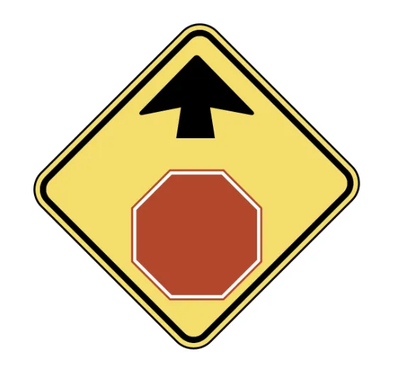 California Stop Sign Ahead Warning Sign