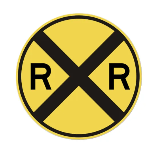 Official United States Railroad Crossing Advance Warning Road Sign