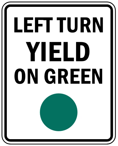 Official United States Left Turn Yield on Flashing Yellow Arrow Road Sign