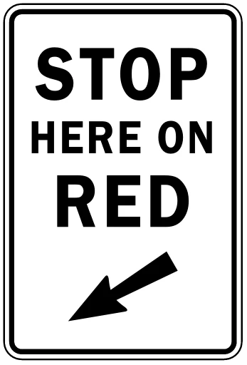 Official United States Stop Here on Red Road Sign