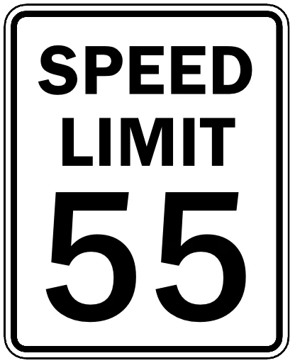 Official United States Speed Limit 55 Road Sign