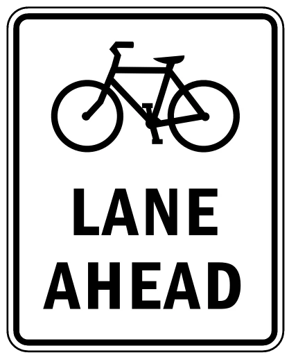 Official United States Bicycle Lane Ahead Road Sign