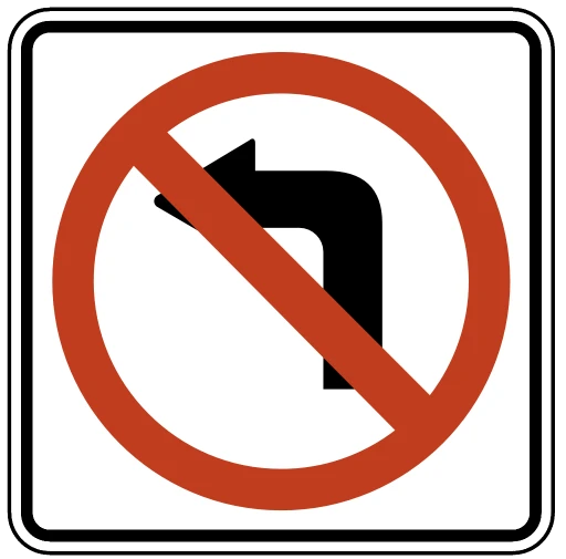 Official United States No Left Turn Road Sign