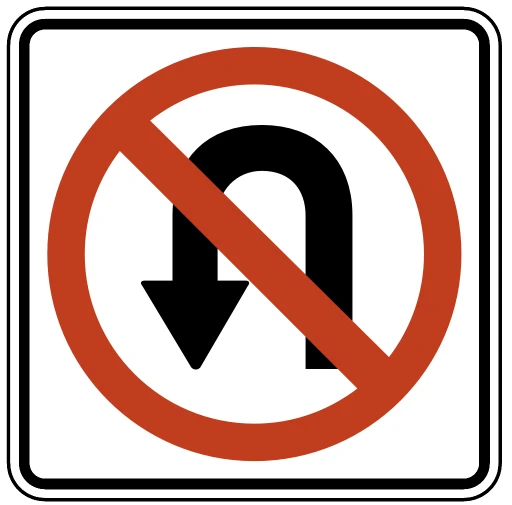 Official United States No U-Turn Road Sign