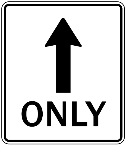 Official United States Straight Through Only Lane Road Sign
