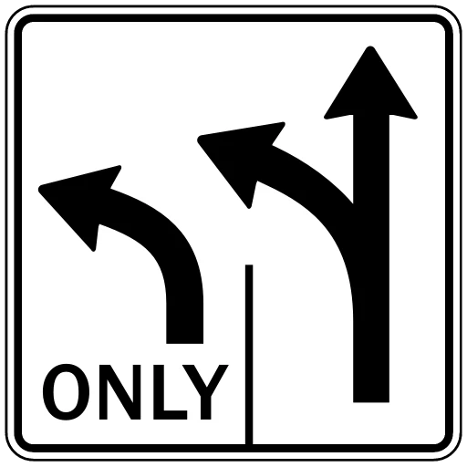 Official United States Advance Intersection Lane Control Road Sign