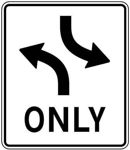 Official United States Two-Way Center Left Turn Lane Road Sign