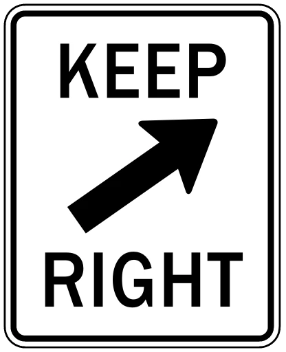 Official United States Keep Right Text and Symbol Road Sign