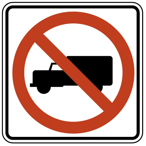 Official United States No Trucks Road Sign