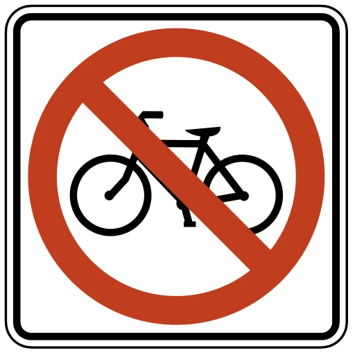Official United States No Bicycles Road Sign
