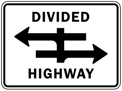 Official United States Divided Highway Crossing Sign Road Sign