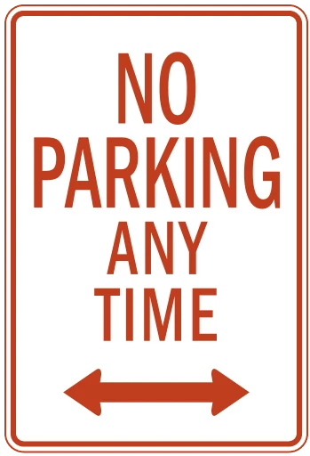 Official United States No Parking Any Time Road Sign