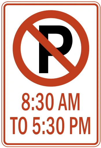 Official United States No Parking During Specific Hours Road Sign