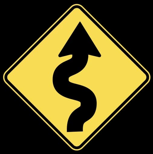 Official United States Winding Road Ahead Road Sign