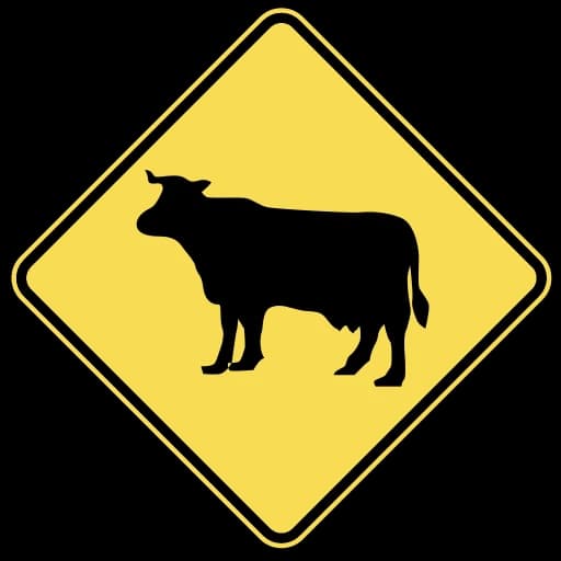 Official United States Cattle / Livestock Crossing Road Sign