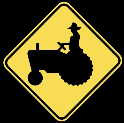 Official United States Farm Machinery / Tractor Crossing Road Sign