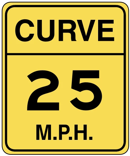 Official United States Curve Speed Plaque Road Sign