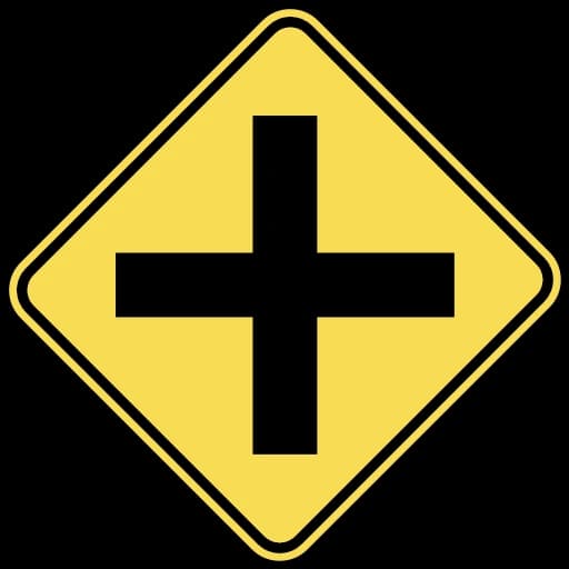 Official United States Cross Road (4-Way Intersection) Road Sign