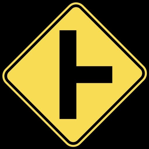 Official United States Side Road (T-Junction on Right/Left) Road Sign