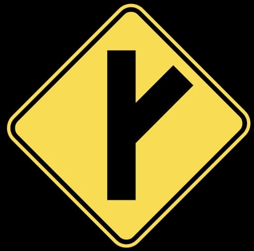 Official United States Side Road at an Angle Road Sign