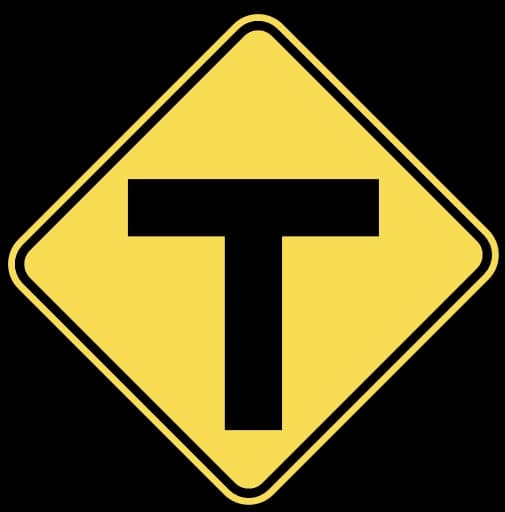 Official United States T-Intersection Ahead Road Sign