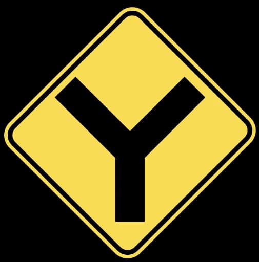 Official United States Y-Intersection Ahead Road Sign