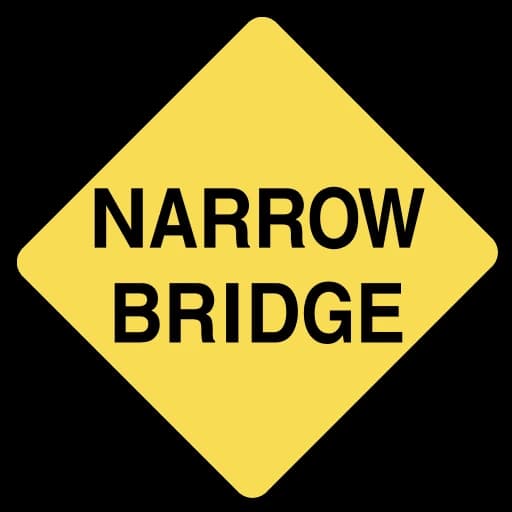 Official United States Narrow Bridge Ahead Road Sign