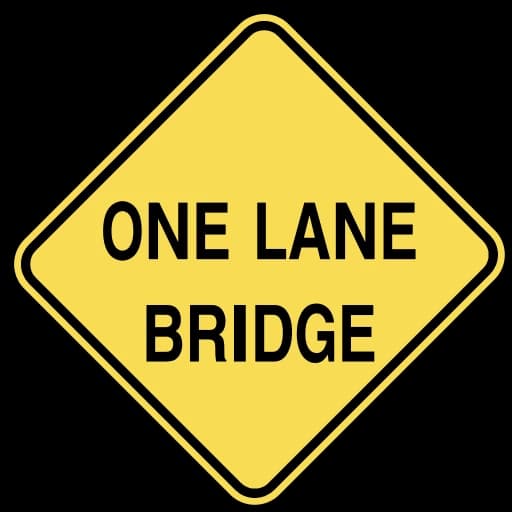 Official United States One Lane Bridge Ahead Road Sign