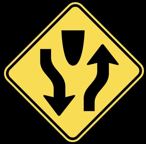 Official United States Divided Highway Begins Road Sign