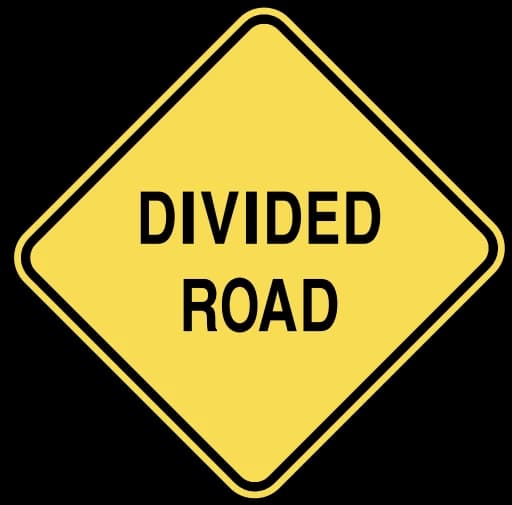 Official United States Divided Roadway Ahead Road Sign