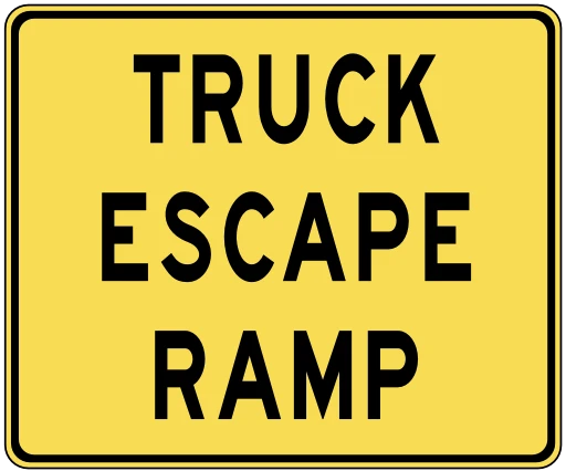 Official United States Truck Escape Ramp Indicator Road Sign