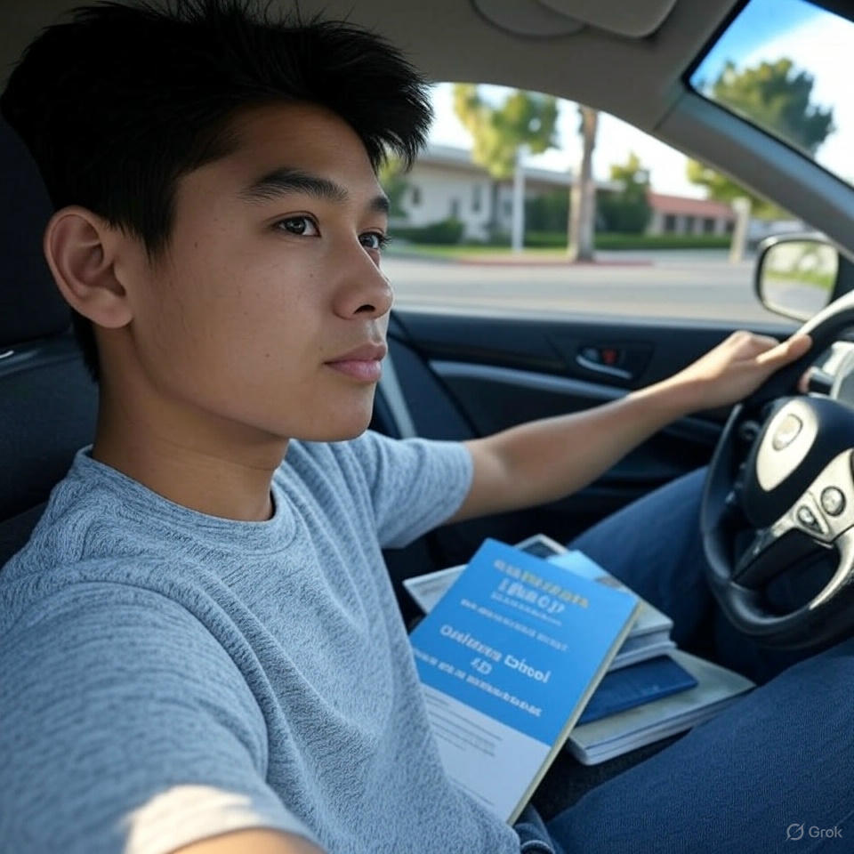 DMV behind-the-wheel test with examiner
