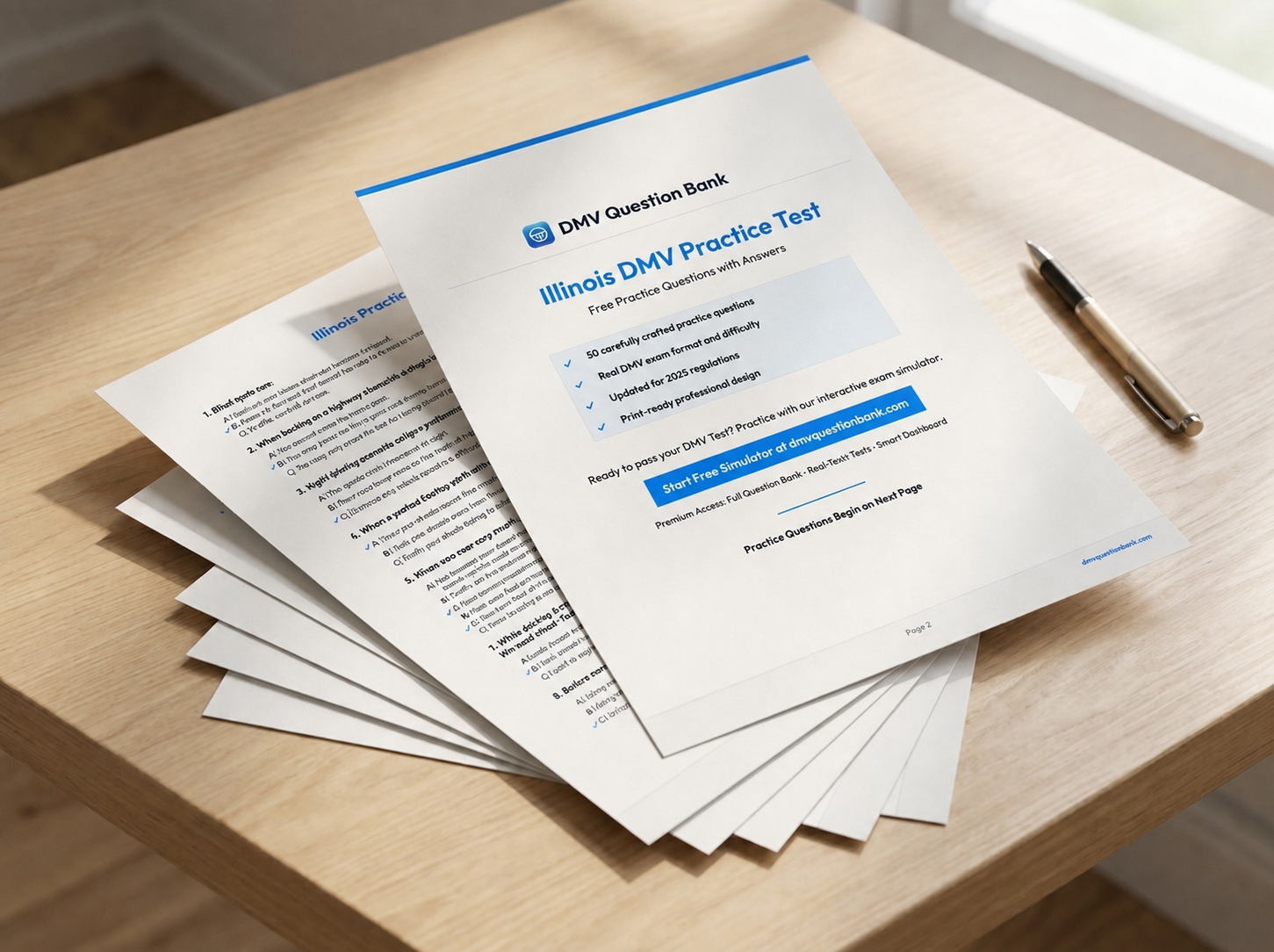 Free Illinois SOS Practice Test PDF Stacked Mockup