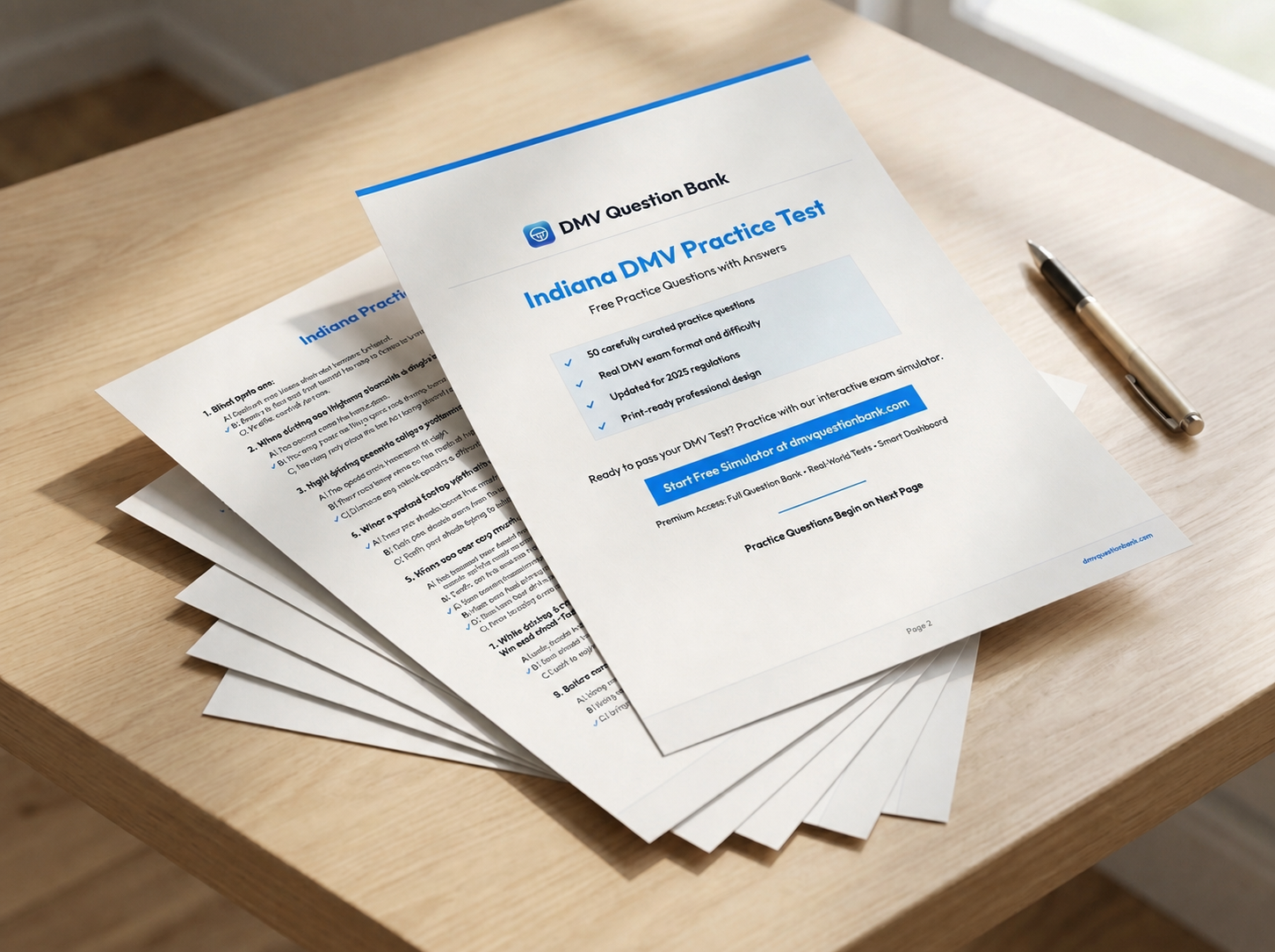 Free Indiana BMV Practice Test PDF Stacked Mockup