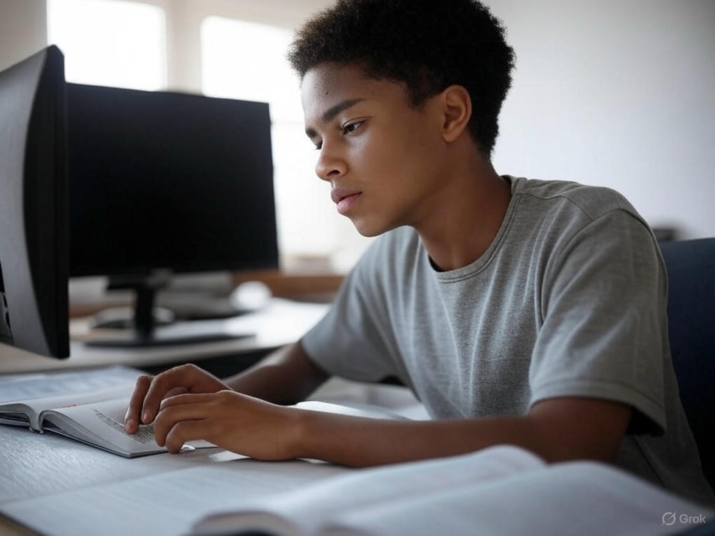 Student preparing for DMV test