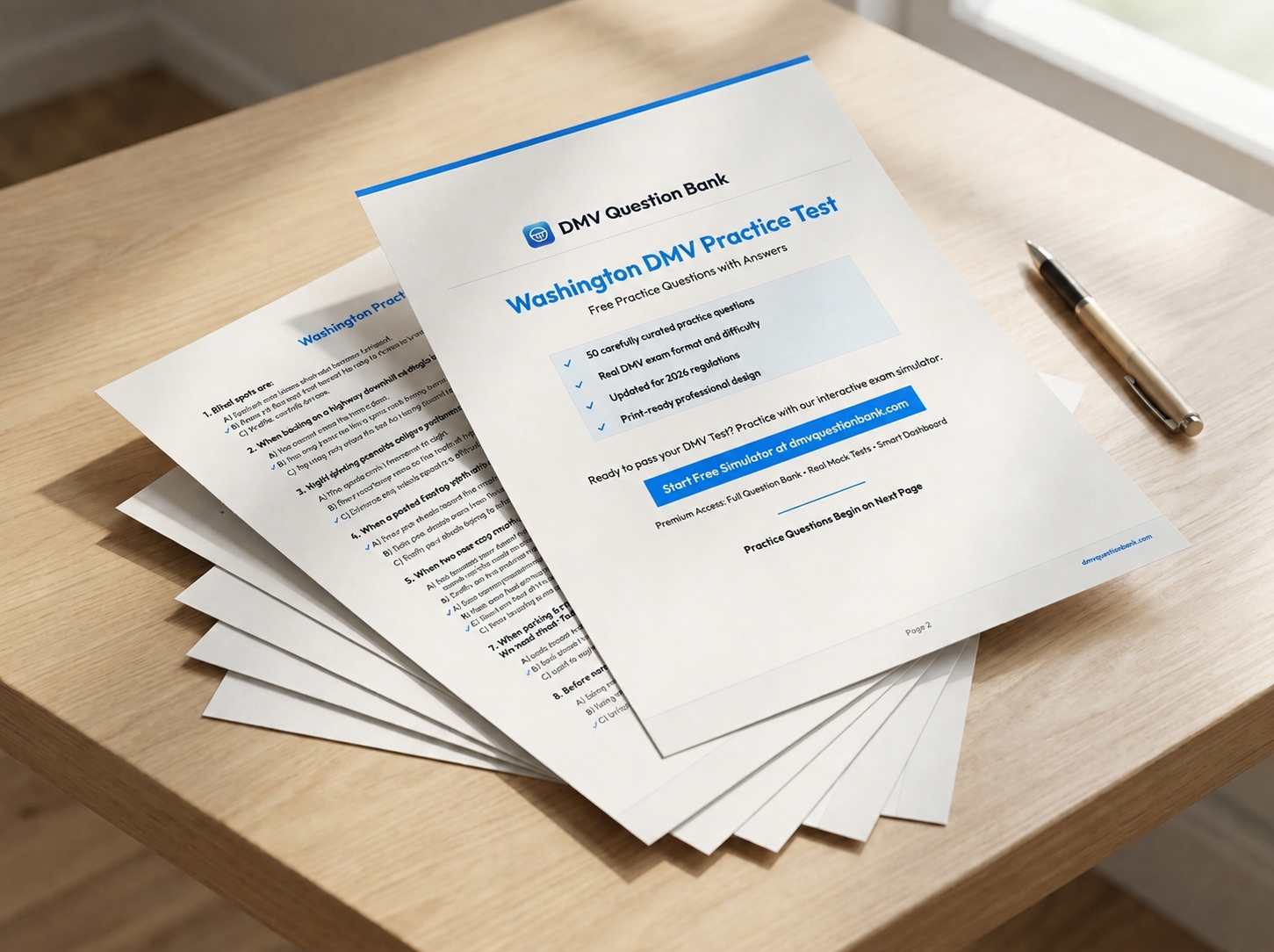 Free Washington DOL Practice Test PDF Stacked Mockup